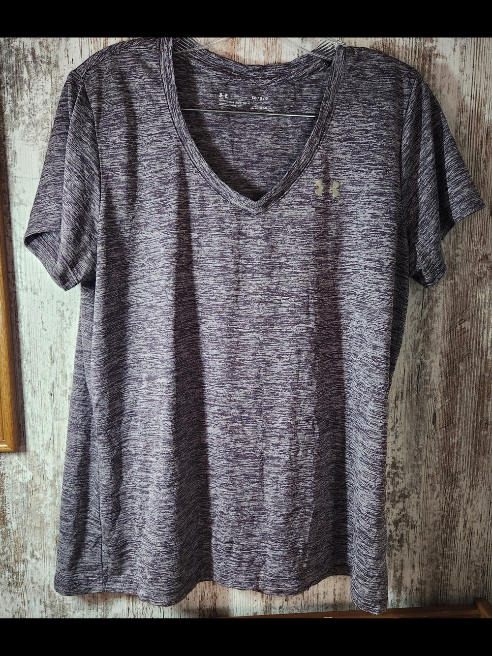 Under Armour Gray Purple Heathered V-Neck Performance Tee